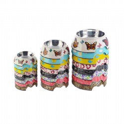 Applique Round Dog Bowl Set
